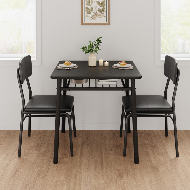 Dining Table, Black wood grain / Black