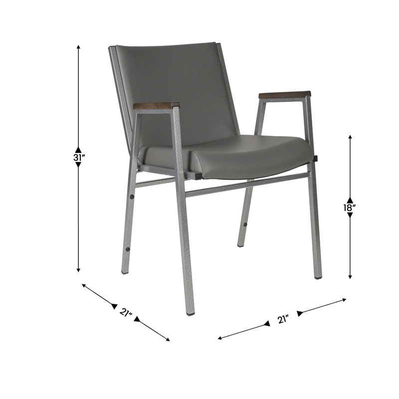Chaise empilable robuste avec accoudoirs Aliya, Gris, Argent argent