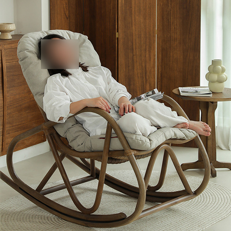 Chaise berçante en rotin avec coussin Home Leisure