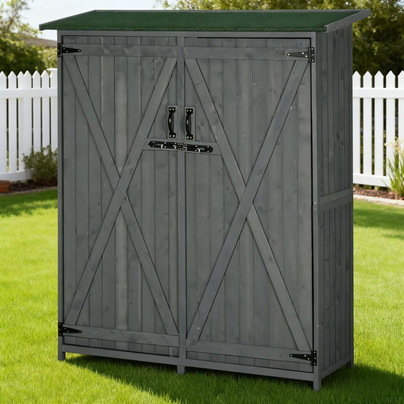 Rangement pour outils de jardin en bois avec abri imperméable