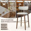 Tabouret de bar moderne à hauteur de comptoir avec dossier, non pivotant, pieds en bois d'hévéa massif et repose-pieds en métal bronze-123098461-131231054-131231057