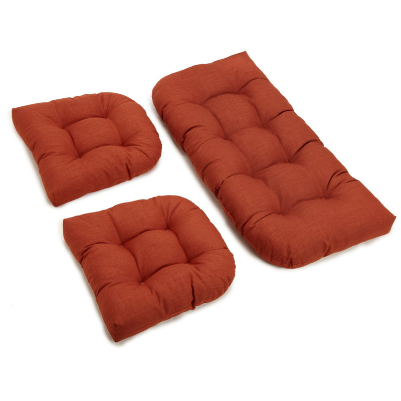 Weather-Resistant Reversible Indoor/Outdoor Seat Cushion Set , Cinnamon, 4.5''