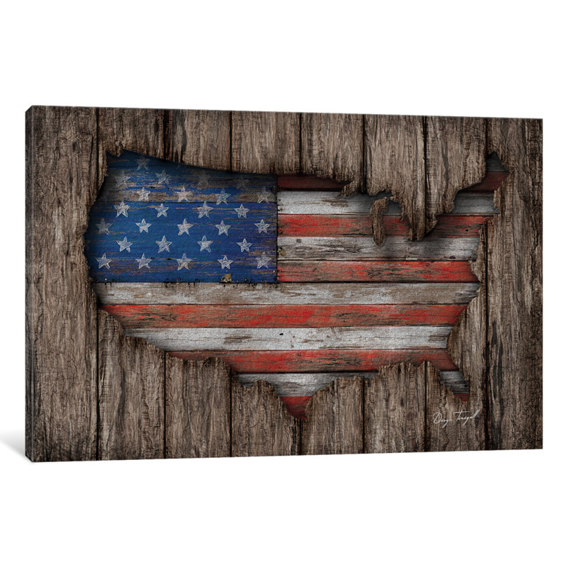«American Wood Flag», impression sur toile, H 18 po x l 26 po x P 1,5 po, Toile tendue