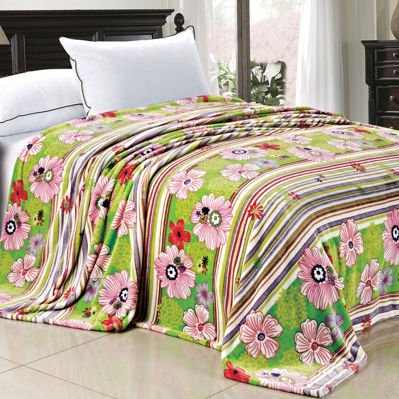Couverture en flanelle Blossom, Vert, Simple