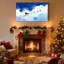 Père Noël de Noël survolant des nuages avec renne, ensemble de 3 impressions sur toile-218428093