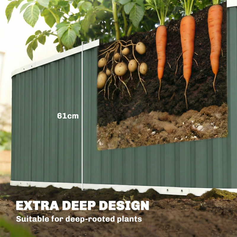 Boîte à fleurs profonde, lit de jardin extérieur avec gants, vert clair, 24" H x 53.5" W x 20.9" D, Vert