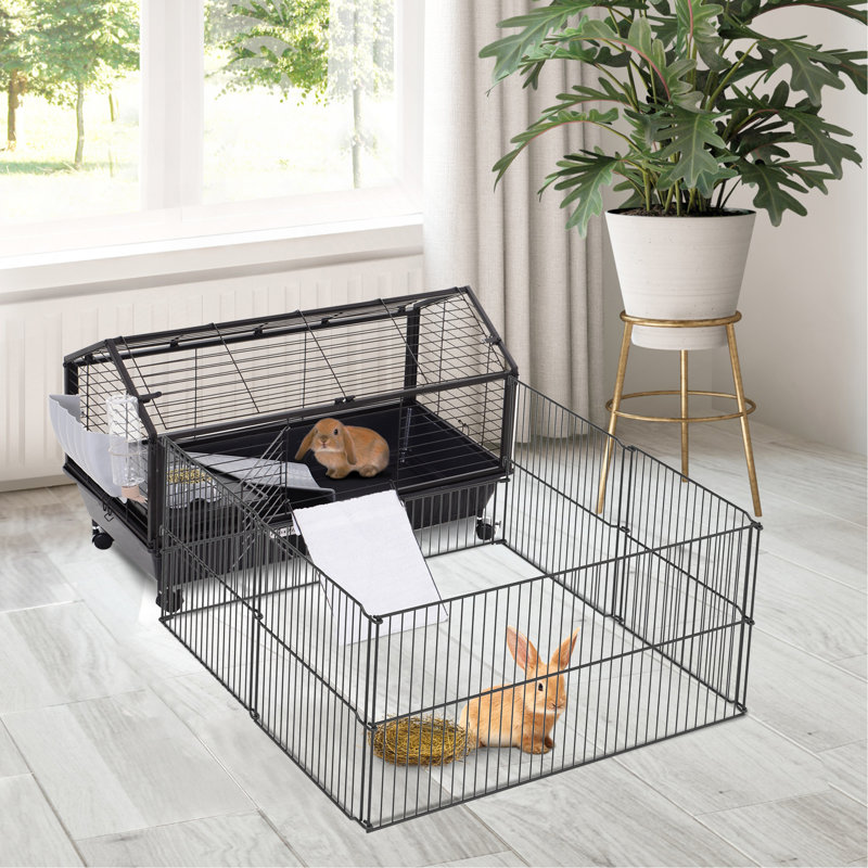 Cage pour petits animaux avec roulettes, bouteille d'eau, L 35 po
