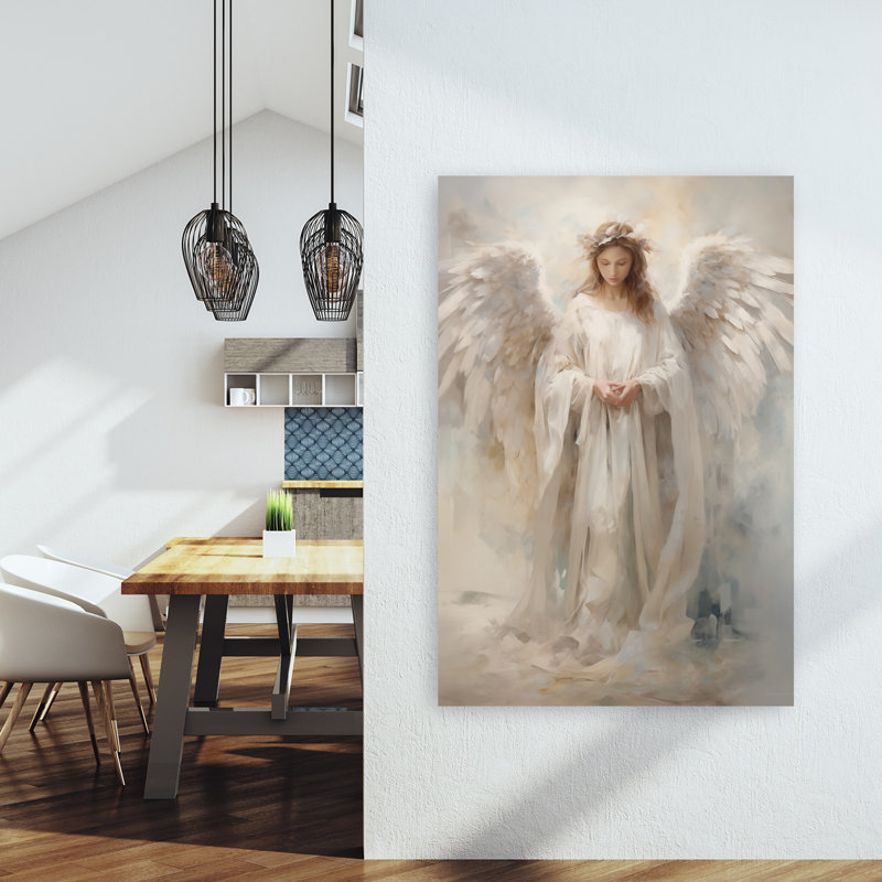 «Peaceful Angel Ethereal Serene», art mural abstrait, 60" H x 40" W