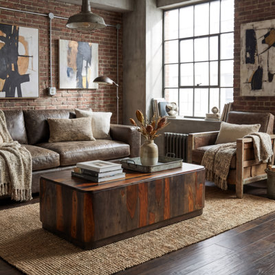 Durango Solid Wood Rectangular Block Coffee Table with Platform Base