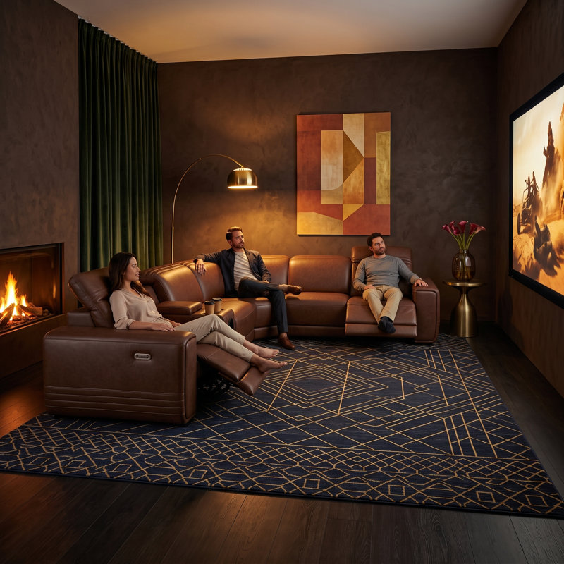 Upholstered 80 " Leather Match Power Reclining L-Shaped Corner Sectional