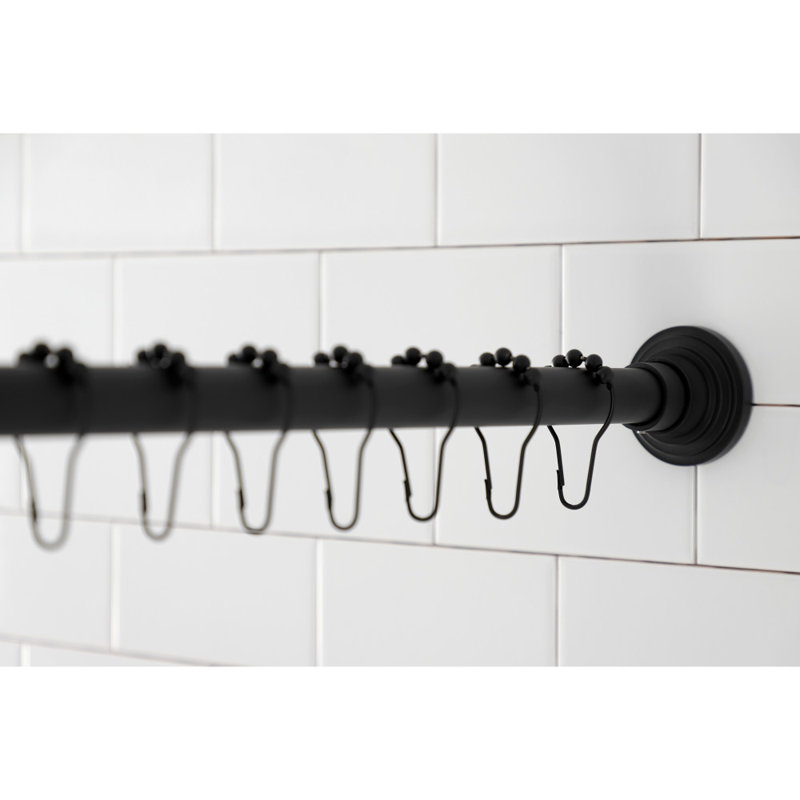 Kingston Brass Edenscape 60-Inch to 72-Inch Adjustable Shower Curtain Rod with Rings Combo, Matte Black