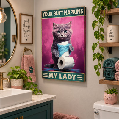 Your Butt Napkins My Lady Gray Kitten Wrapped Canvas Wall Art - Living Room, Bedroom, or Office Décor