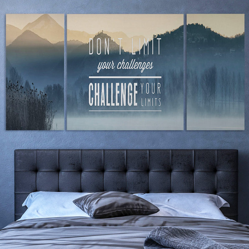 « challenge your limits your limits », reproduction d’art sur toile de qualité supérieure, H 32 po x l 64 po x P 1,5 po