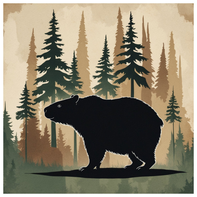 Housses de couette Capybara Silhouette Forest, Lit simple