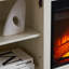 Tv Stand With Pattern And Hidden Storage - 65" Fit, White Fireplace Open Shelf Compatible, White, 31.7H