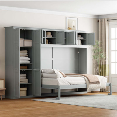 Lit escamotable peu encombrant avec armoires, rangement intégré et configuration personnalisable pour la vie moderne.