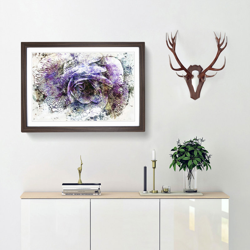 Purple Rose in Abstract - Framed Print, 35cm H x 50cm W x 2cm D, Walnut