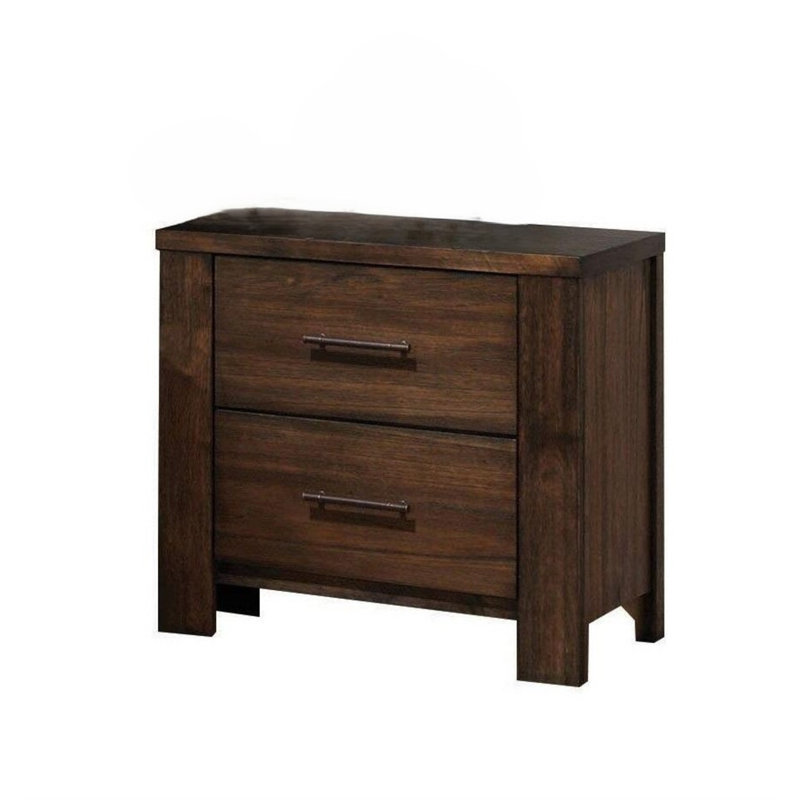 Table de chevet 25 po à deux tiroirs en bois brun