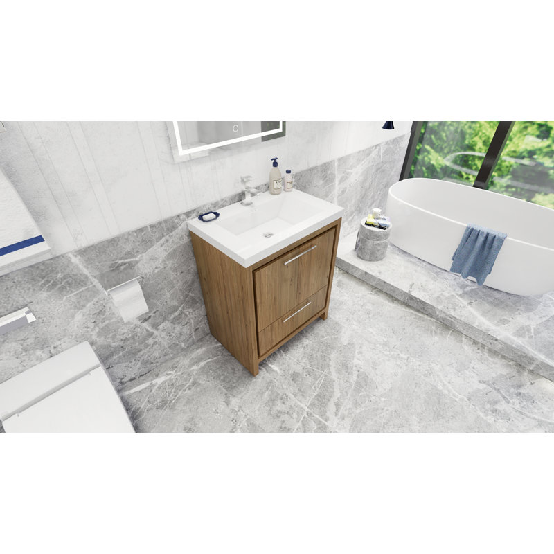 Ensemble de meuble-lavabo simple 29,5 po Alsadig, Chêne naturel