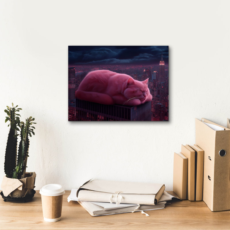 Toile épique Graffiti «Sleepy Cat» par Ann Klee, 16 po x 12 po, H 12 po x l 16 po
