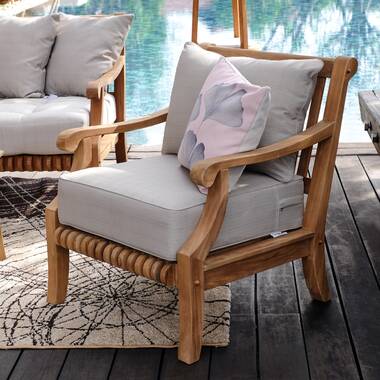 Alaina Coastal Beach Grey Woven Rope Teak Wood Outdoor Sofa - 90W