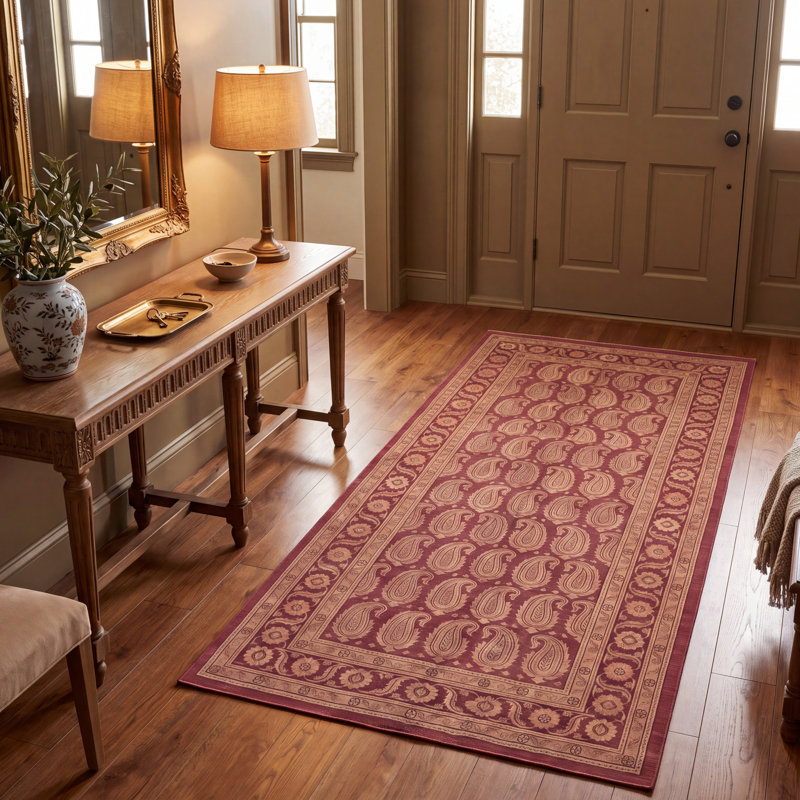 Tapis Fielding traditionnel à motif floral intégral, cuivre, vert, crème et rose, lavable à la machine, antidérapant, à poils courts, pour l'intérieur et l'extérieur, adapté aux animaux domestiques, idéal pour le salon, la chambre, la salle à manger, l'entrée, le couloir ou le bureau.