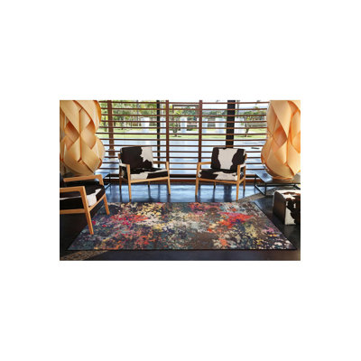 Multicolor Blurry Patterned Washable Decorative Rug