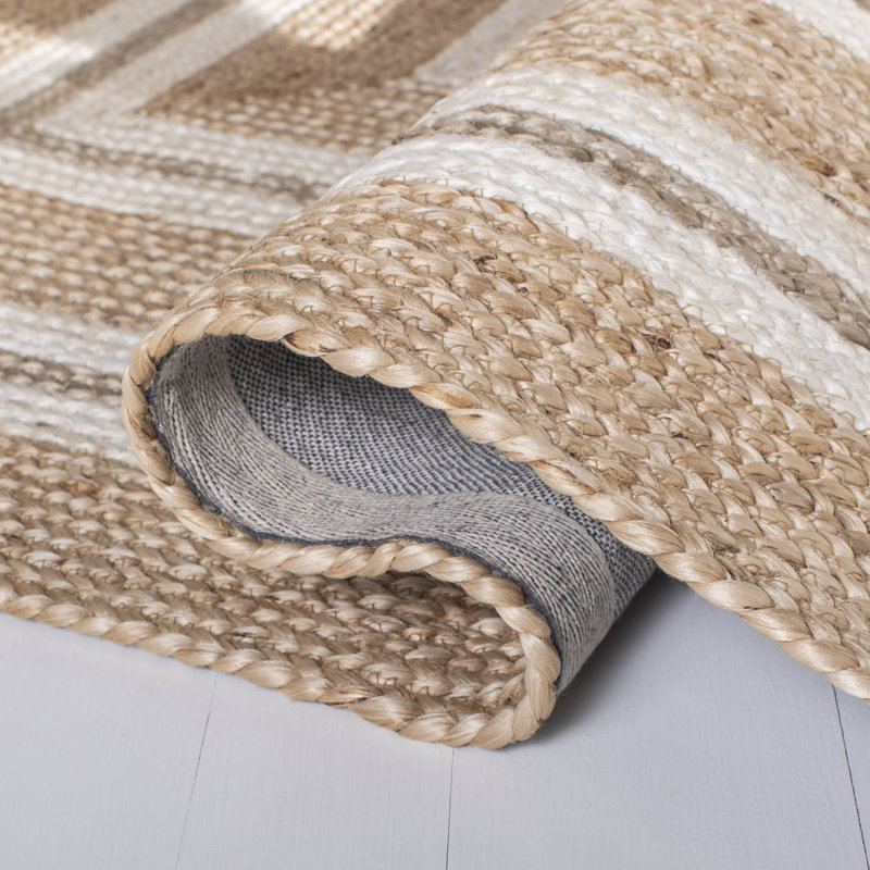 Tapis géométrique en jute et coton à tissage plat Wingrove, Rectangle 3 pi x 5 pi