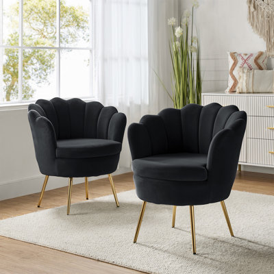 Fauteuil demi-tonneau en velours 30 po Hendrix