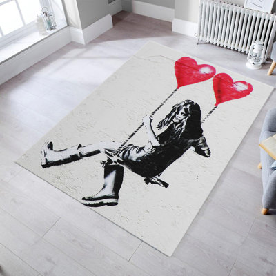 Machine Washable Area Rug, 100% Polyester, 4.6 x 6.2 Feet | Antibacterial, Non-Slip Underside, Pile Height: 0.4 Inches | Durable & Easy Care, Perfect for Living Room, Bedroom, and Dining Areas