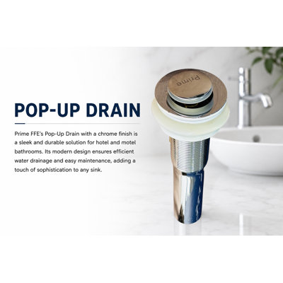 Drain escamotable pour lavabo de salle de bain avec trop-plein Prime Finition brossé Prime FFE