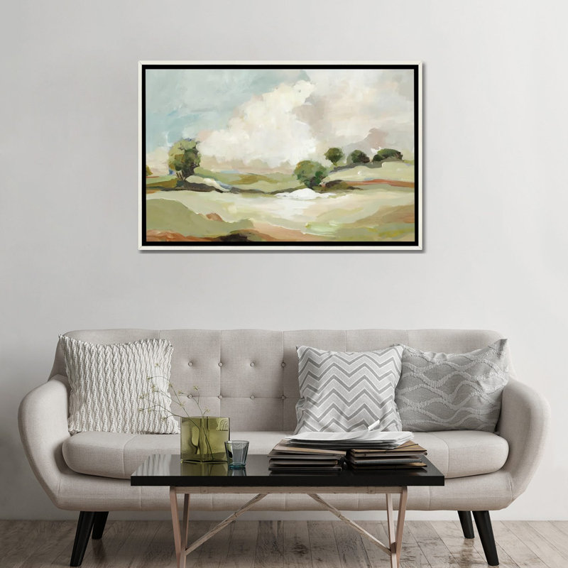 «Pastoral Land», reproduction d'art sur toile encadrée, 32 po x 48 po, Toile avec cadre, Blanc patiné