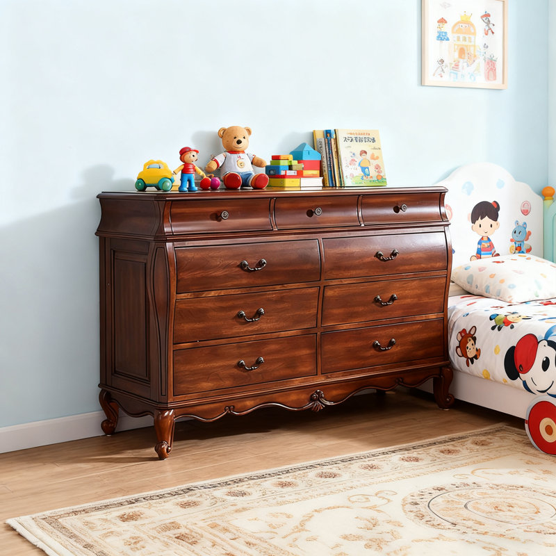 Commode à 9 tiroirs H 37,4 "rétro, armoire de rangement pour chambre à coucher et salon