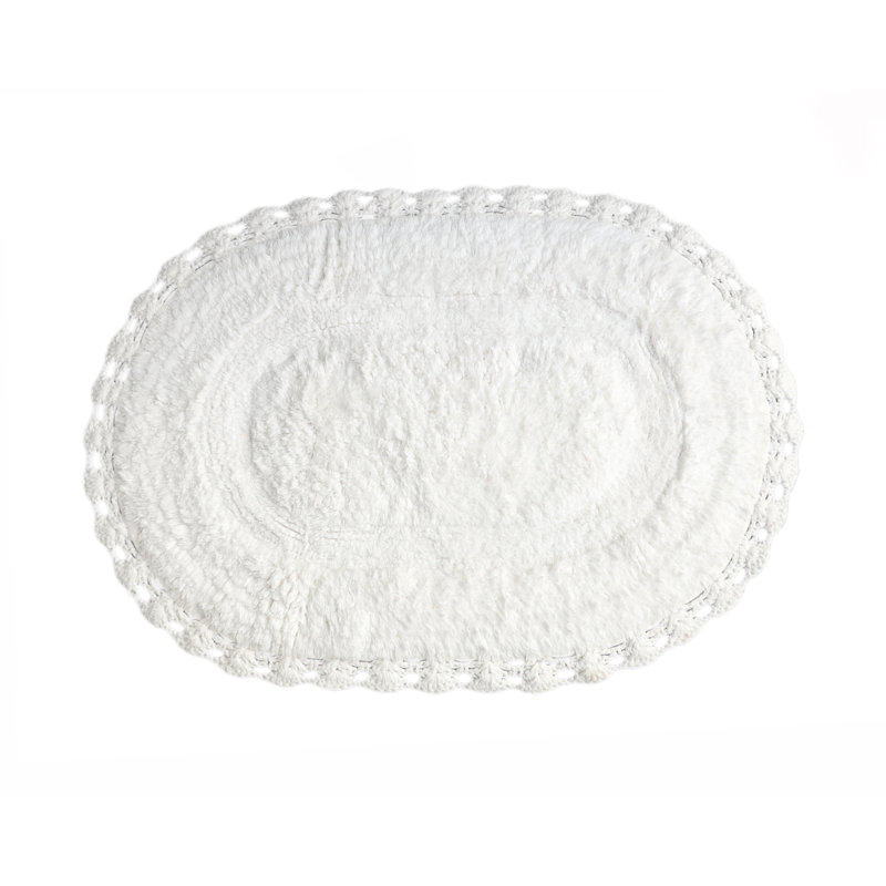 Schrick Bath Rug with Non-Slip Backing, White