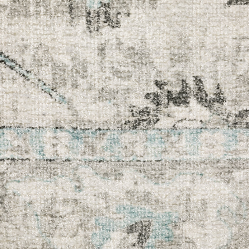 Eiligio Hand-made Wool Oriental Ivory/ Teal Blue Area Rug, Rectangle 10' x 14'