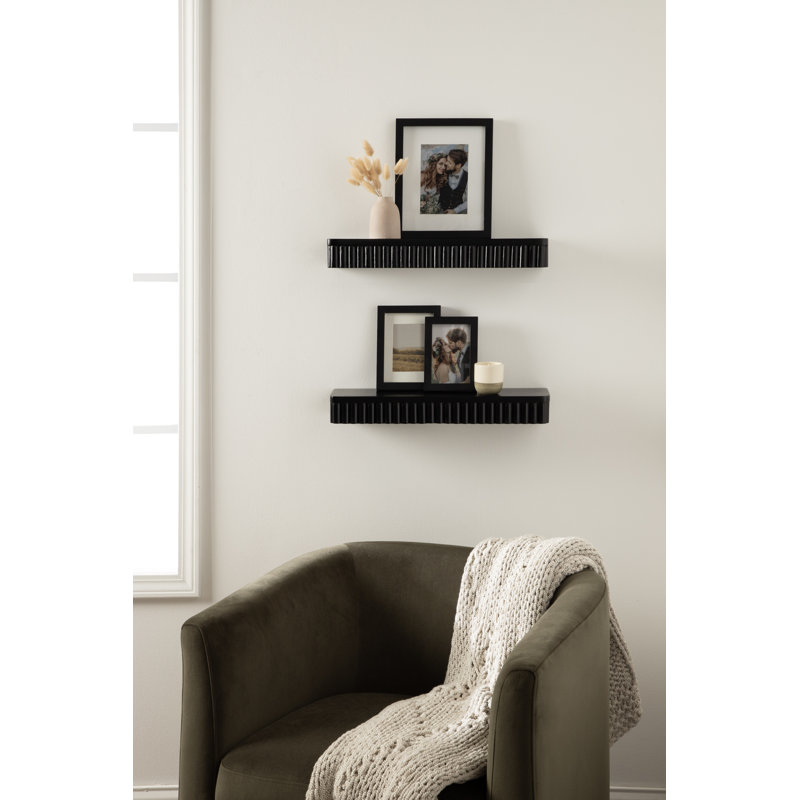 Wooden Ribbed Two-Piece Shelf Set