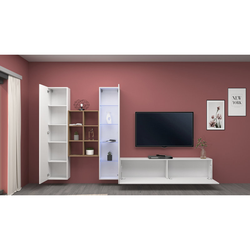 Maruska Unfinished Floating Entertainment Centre for TVs up to 70", White Glossy