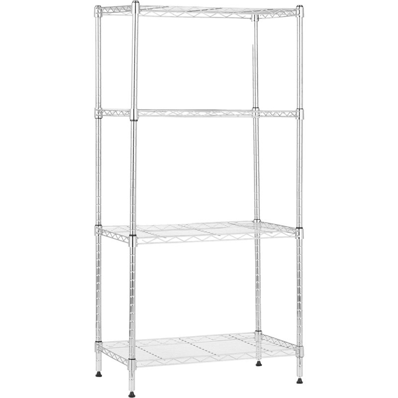 Nygel Metal Shelving Unit, 48" H x 23.3" W x 13.4" D, Chrome