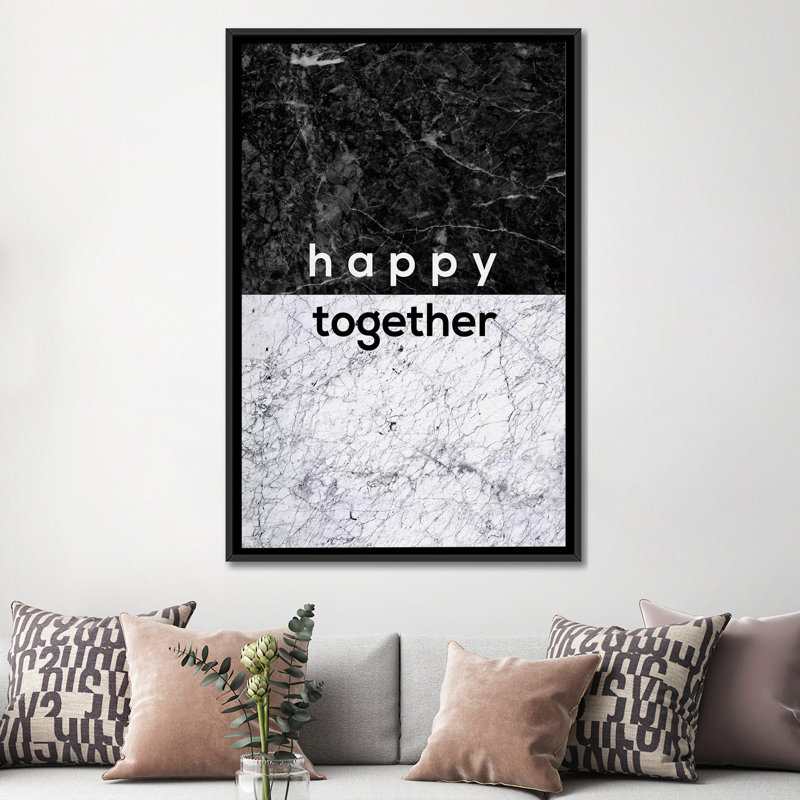 « happy pair », impression sur toile, Toile encadrée noire, Pas de tapis, H 48 po x l 32 po x P 1,5 po