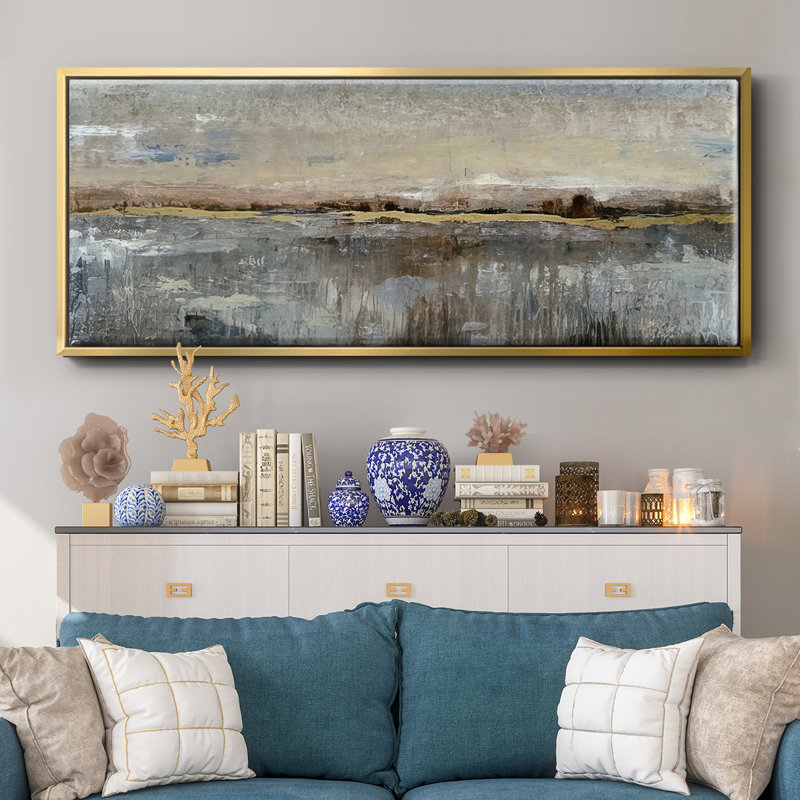 Abstract Marsh- Framed Canvas, 20" H x 50" W