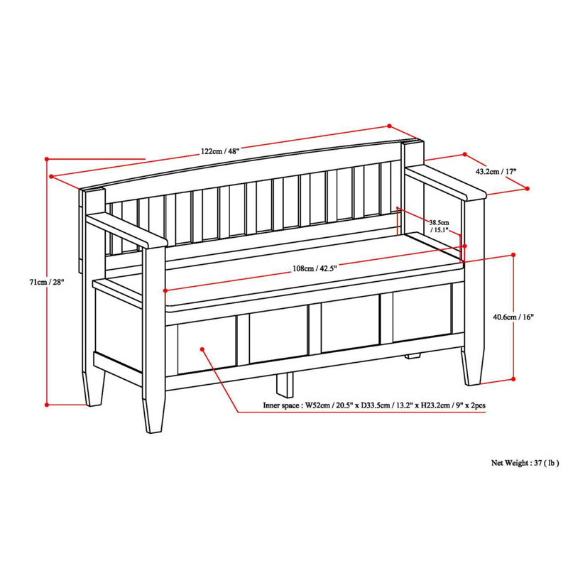 Banc de rangement pour hall d'entrée Brooklyn