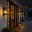 Lot de 2 appliques murales extérieures de style ferme, noires, à 2 lumières, de 43 cm (17 po), avec verre transparent, pour porche et garage.-983482536