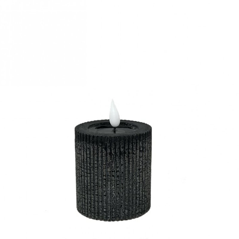 Ensemble de 2 bougies DEL sans flamme à pilier noir, 3 po x 2,75 po