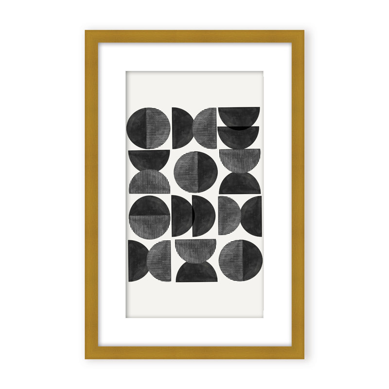 Abstract Mid Century, Geometric by  - Picture Frame Painting on Paper, 48" H x 32" W x 1.125" D, Black, Framed Matted Print