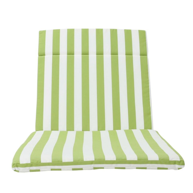  Coussin de chaise longue d'extérieur avec attaches Salem, résistant à l'eau, à rayures vertes et blanches