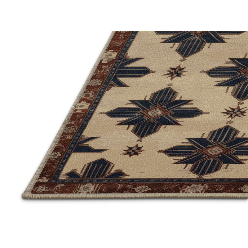 Tapis art déco brun lavable à la machine, Rectangulaire 2 pi x 3 pi