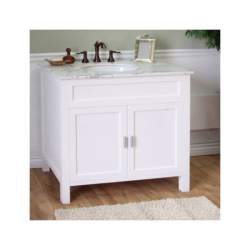 Lomas 36'' Single Bathroom Vanity with Stone Top, White