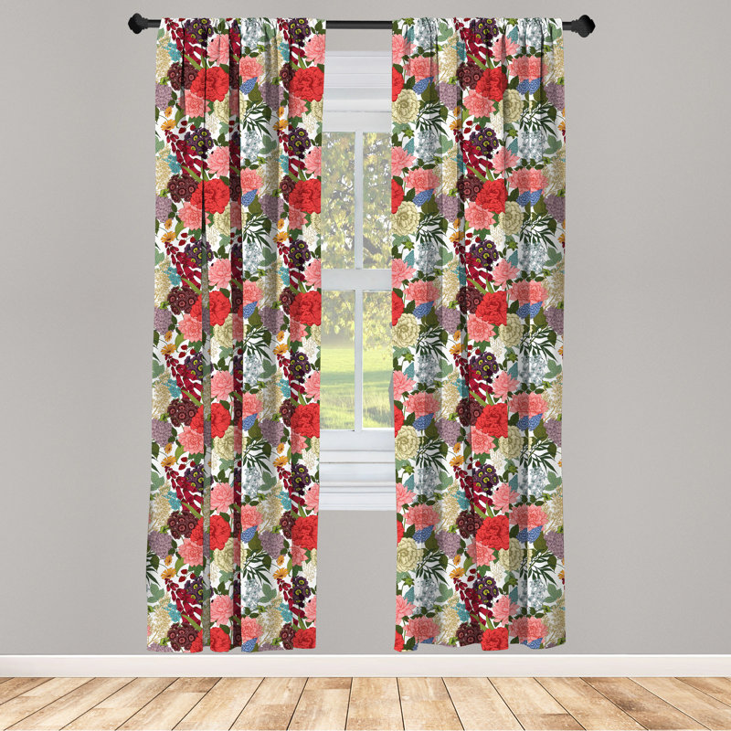 Floral Semi-Sheer Rod Pocket Curtain Panels, 28" x 84"