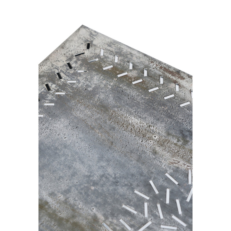 Console 40 po x 14 po x 31 po en fer forgé rustique, finition argent patinée, table d'appoint