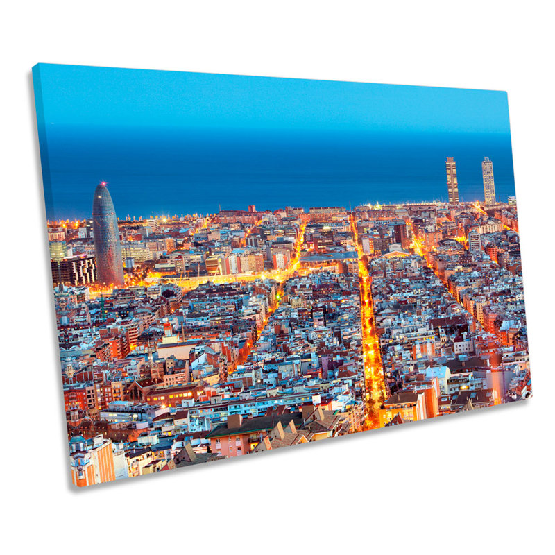 Barcelona Spain Skyline - Wrapped Canvas Print, 40.6cm H x 61cm W x 2cm D
